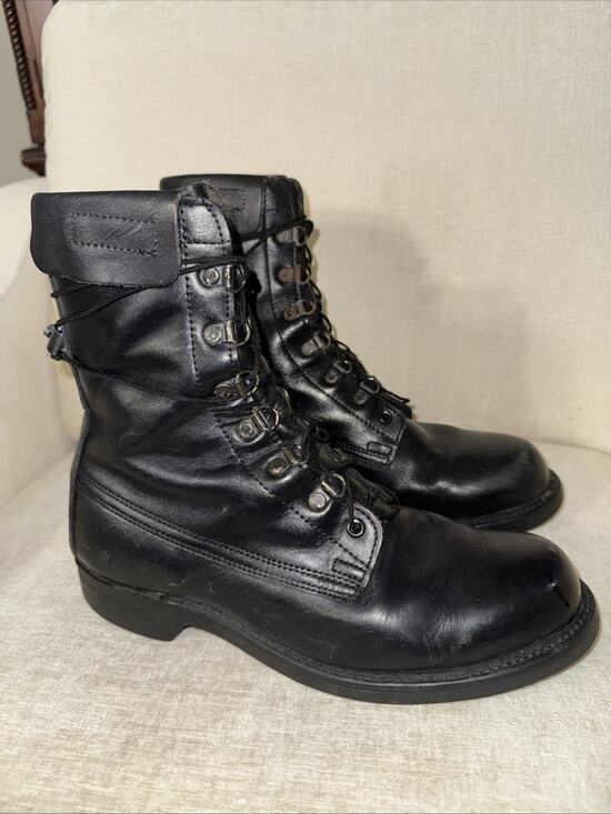Vintage Cove Shoe Co Black Leather Military Zip/Lace Combat Boots Men’s US 8.5 E main image 4